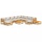 Set mobilier gradina cu perne gri deschis, 12 piese, lemn tec