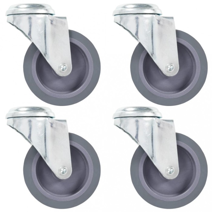 Roti pivotante cu gaura pentru surub, 4 buc., 75 mm