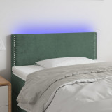VidaXL Tăblie de pat cu LED, verde &icirc;nchis, 90x5x78/88 cm, catifea