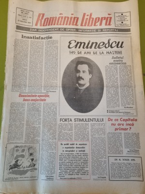 romania libera 16 ianuarie 1990-mihai eminescu 140 ani de la nastere foto