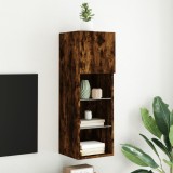 Comodă TV cu lumini LED, stejar fumuriu, 30,5x30x90 cm