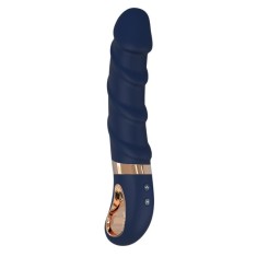 Vibrator Belenos 10 Moduri Vibratii Functie Incalzire Silicon Lichid USB Albastru 23 cm Goddess Collection
