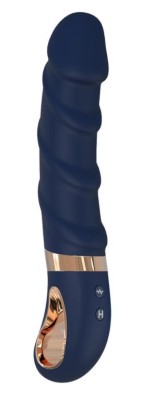 Vibrator Belenos 10 Moduri Vibratii Functie Incalzire Silicon Lichid USB Albastru 23 cm Goddess Collection foto