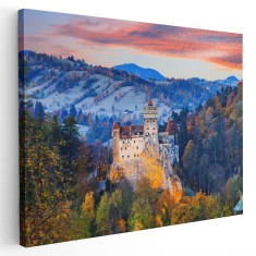 Tablou Castelul Bran Dracula Romania 1530 Tablou canvas pe panza CU RAMA 20x30 cm