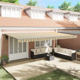 vidaXL Marchiză retractabilă automată verde și galbenă 600x350 cm