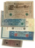 Germania 1908-1923 - Lot 5 bancnote, circulate