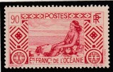 French Oceania (Oceania franceza) - Femeie tahitiana la plaja, dantelat, MNH, Mi.111