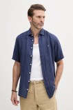 Hackett London cămașă de in culoarea bleumarin, cu guler clasic, regular, HM3010245