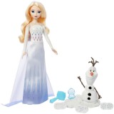 Papusa Disney Princess Elsa Frozen si Olaf, Zapada modelabila magica, Mattel