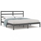 Cumpara ieftin Cadru de pat, gri, 200x200 cm, lemn masiv de pin