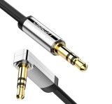 CABLU audio Ugreen, &amp;quot;AV119&amp;quot; stereo 3.5 mm jack (T) la 3.5 mm jack (T), unghi de 90 de grade la un capat, 3m, conectori auriti, negru &amp;quot;1
