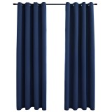 Cumpara ieftin Draperii opace cu inele metalice, 2 buc, albastru, 140 x 245 cm