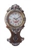 Ceas de perete cu pendul Flowers, 70cm, silentios, mecanism quartz, plastic auriu, stil vintage, cifre arabe