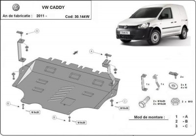 Scut motor metalic VW Caddy cu WEBASTO 2010-2020 foto