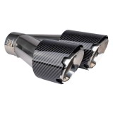 Ornament toba esapament universal stanga dublu carbon din otel inoxidabil AMiO, montaj 32mm-52mm, diametru 89mm/63mm, lungime 245mm/230mm