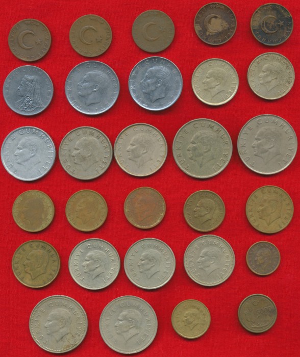 Turcia 29 monede - nici o dublură.