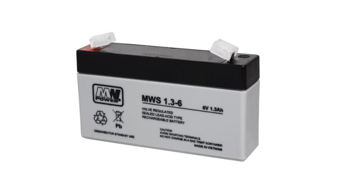 Baterie gel MPLPower AGM VRLA 6V/1.3Ah (97x24x52mm)