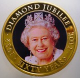 5.451 COOK ISLANDS ELIZABETH II DIAMOND JUBILEE 1 DOLLAR 2011 PROOF COLOR