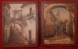 Set de 2 tablouri &bdquo;Sat mediteranean&rdquo; semnate Vlada.