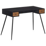 Birou vidaXL Lemn Masiv Tec Reciclat 117x56.5x75 cm Maro, Cadru Negru, Birou Calculator, Birou Scris