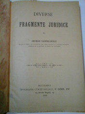 DIVERSE FRAGMENTE JURIDICE - Vol. III.- GEORGE DANIELOPOLU foto