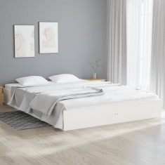 vidaXL Cadru de pat King Size, alb, 150x200 cm, lemn masiv 820038