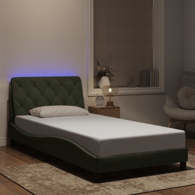 Gossi cadru de pat cu lumini led, gri deschis, 100x200 cm, catifea foto