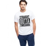 Tricou alb barbati - Straight Outta Timisoara - M