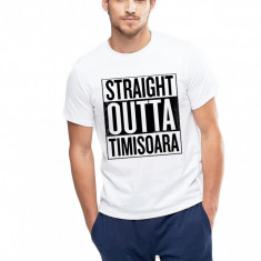 Tricou alb barbati - Straight Outta Timisoara - XL