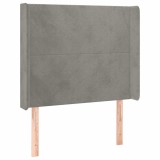 Cumpara ieftin Tablie de pat cu aripioare gri deschis 93x16x118/128 cm catifea