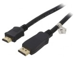 Cablu DisplayPort la HDMI 3m Negru, Goobay