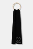 Moschino eșarfă de l&acirc;nă culoarea negru, cu imprimeu, M3333 30839