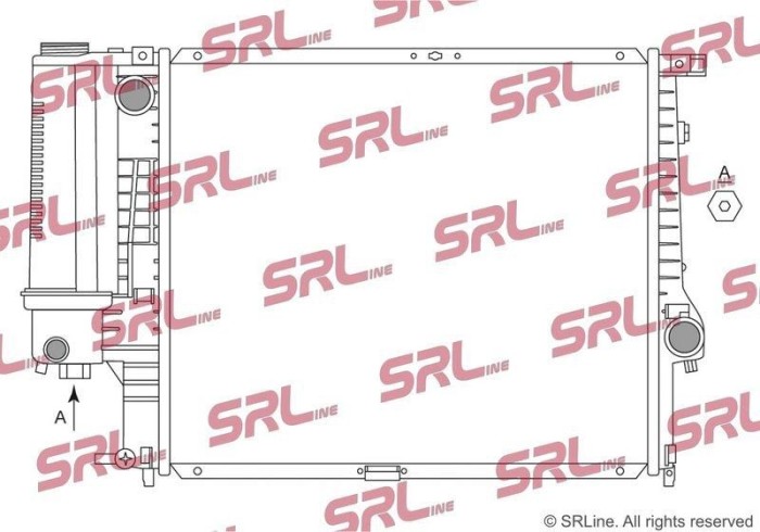 Radiator BMW Seria 5 E39 95-03, motor: 2.0 R6, 2.5 R6, 521x435x34, SRLine, Aluminiu/ Plastic brazat, 1427153; 1427154