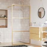 VidaXL Paravan duș walk-in, auriu, 100x195 cm, sticlă ESG transparentă