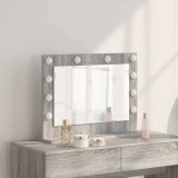 Oglindă Toaletă Gri Sonoma vidaXL, 60x45cm, Iluminare LED, Design Modern, Montare Perete, Machiaj, Dormitor, Sticlă