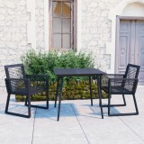 VidaXL Set mobilier de exterior, 3 piese, negru, ratan PVC