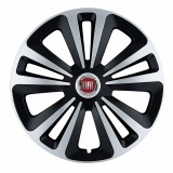 Set 4 Capace Roti Terra Gri-Negru R15, Compatibil Cu Fiat