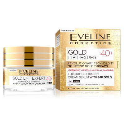 Crema luxurianta de intinerire, Eveline Cosmetics, Gold Lift Expert cu aur de 24K 40+, 50 ML foto