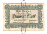 Bancnota Germania Baden 100 mark/marci 6 octombrie 1922, cu seria N de tipar, stare buna