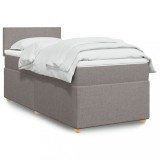 VidaXL Pat box spring cu saltea, gri taupe, 90x190 cm, textil
