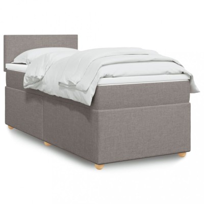 vidaXL Pat box spring cu saltea, gri taupe, 90x190 cm, textil 3286532 foto