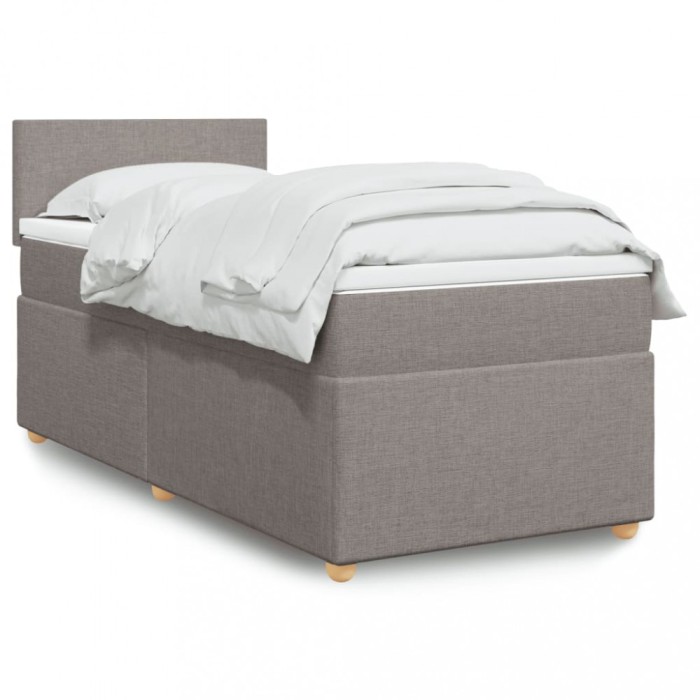vidaXL Pat box spring cu saltea, gri taupe, 90x190 cm, textil 3286532