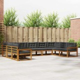 vidaXL Set de canapele de exterior cu pernă 9 pcs Natural și Antracit 3368160