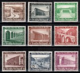 Germania Reich 1936, Mi #634-642, arhitectura, poduri, autostrada, MNH! Cota 80 &euro;!