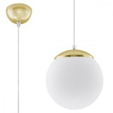 Lampă Suspendată Ugo Aur Alb Oțel/Sticlă 1 Bec Minge Minimalist De Interior