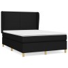 Pat box spring cu saltea, negru, 140x190 cm, textil