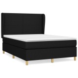 Cumpara ieftin Pat box spring cu saltea, negru, 140x190 cm, textil