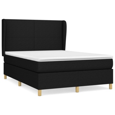 Pat box spring cu saltea, negru, 140x190 cm, textil foto