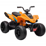 HOMCOM ATV Electric de 12V cu Licenta Mclaren MCL 35 Liveries, Pornire Lenta, Faruri, Slot MP3, Roti cu Suspensie, Varsta de 3-8 ani, Portocaliu