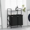 VidaXL Coș de rufe 2 compartimente cu rafturi sonoma gri 859088